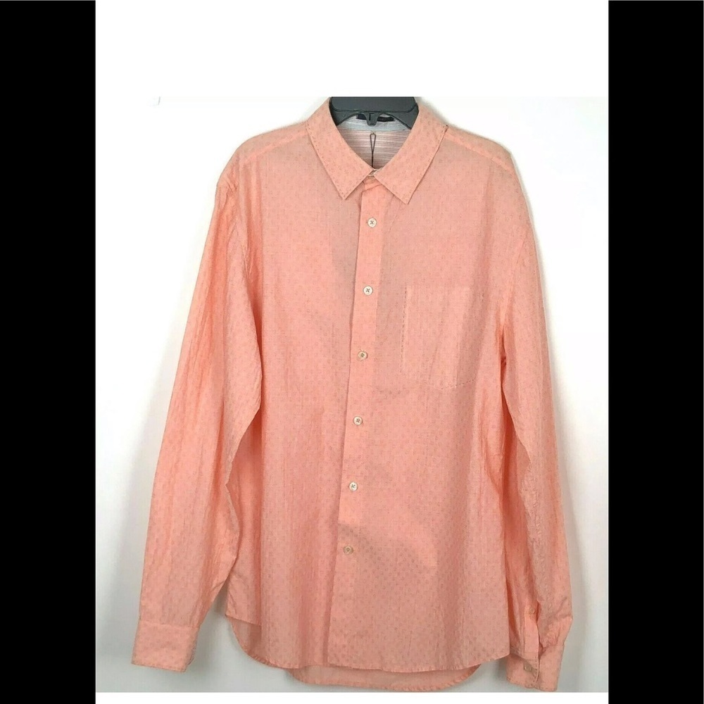 Elie Tahari Men's Jonas Shirt Papaya Long Sleeves Button Front Cotton Size S NWT